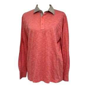 Crocodile Polo Shirt Men’s Medium Red Long Sleeve Casual Pullover Top